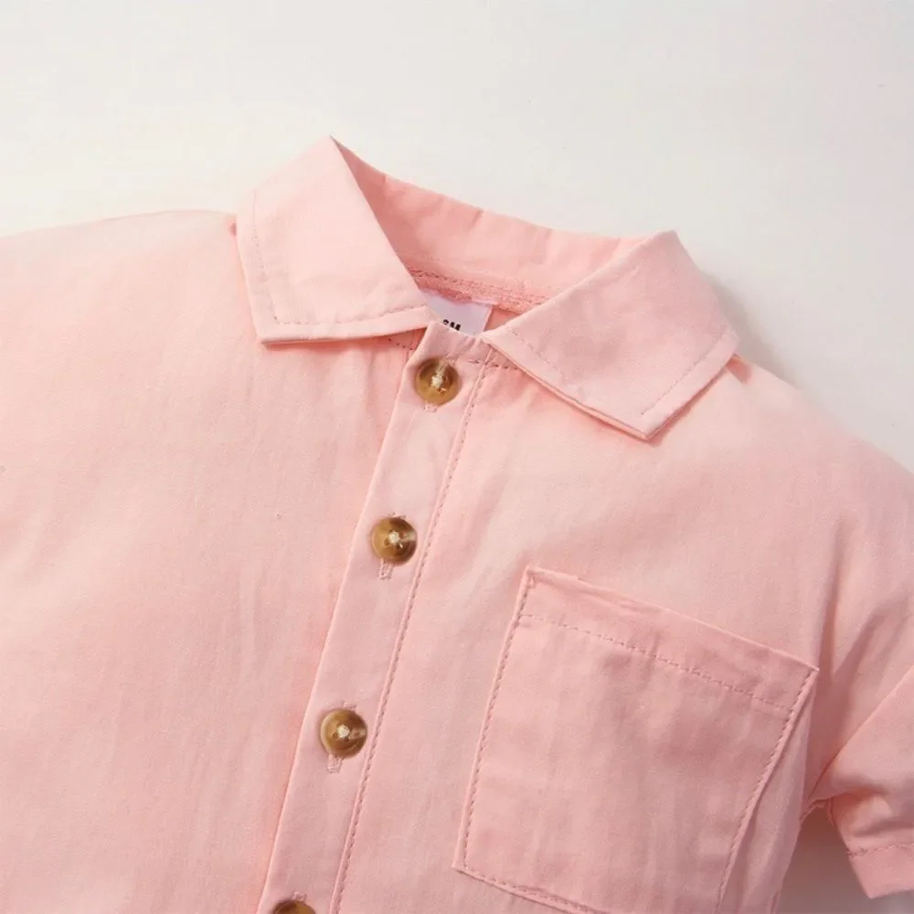 NWT - Size 9-12 month, girls solid lapel collar pocket jumpsuit, one piece, pink